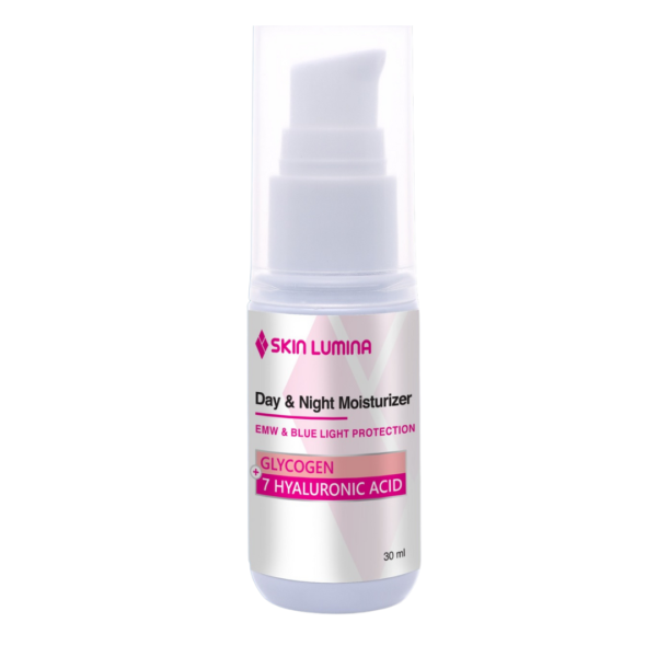 Skin Lumina Day and Night Moisturizer EMW and Blue Light Protection with Glycogen and 7 Hyaluronic Acid.